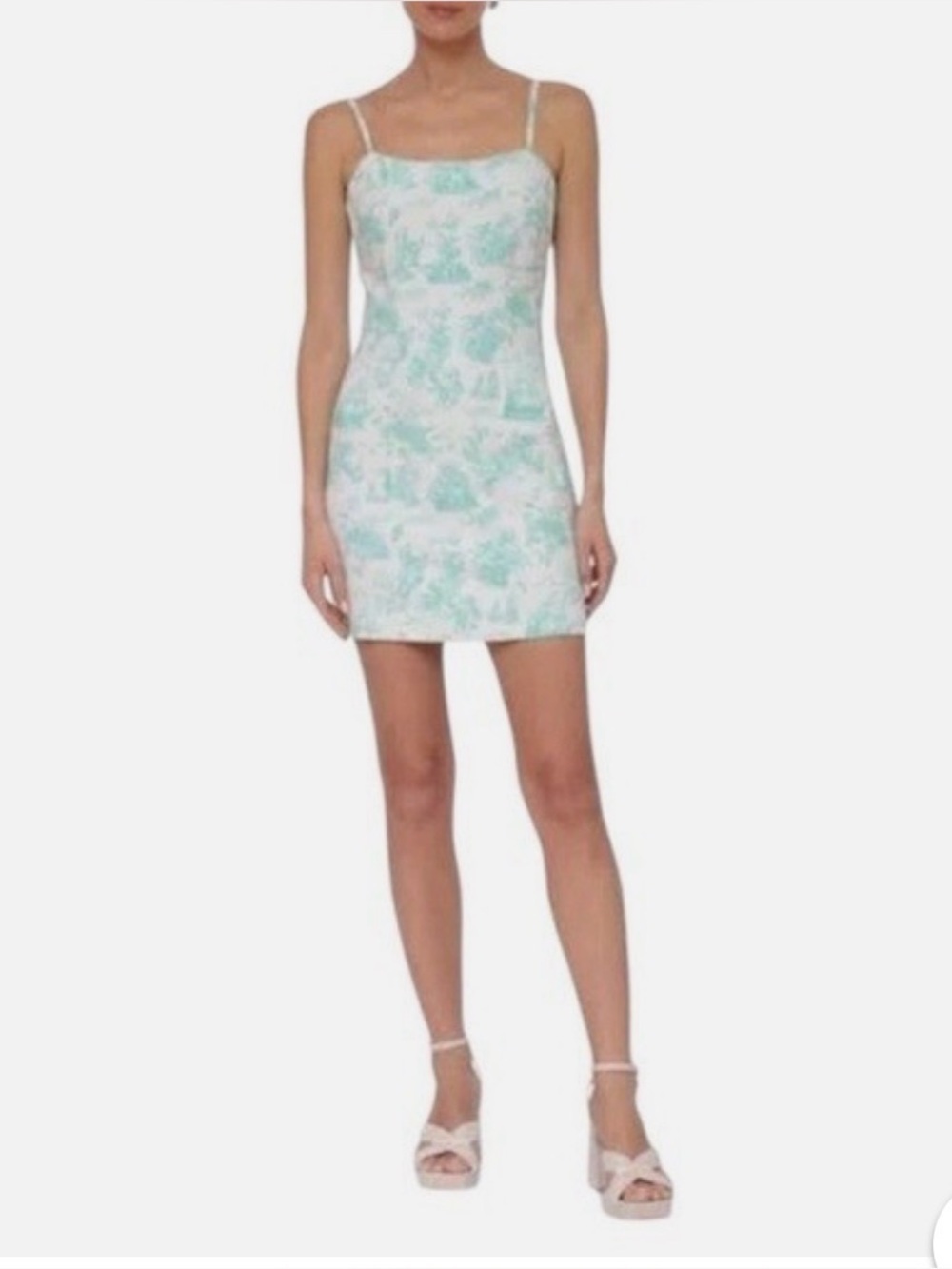 New Avec Les Filles Just Sea Denim Mini Dress in Seafoam Mermaid Toile Sz 10